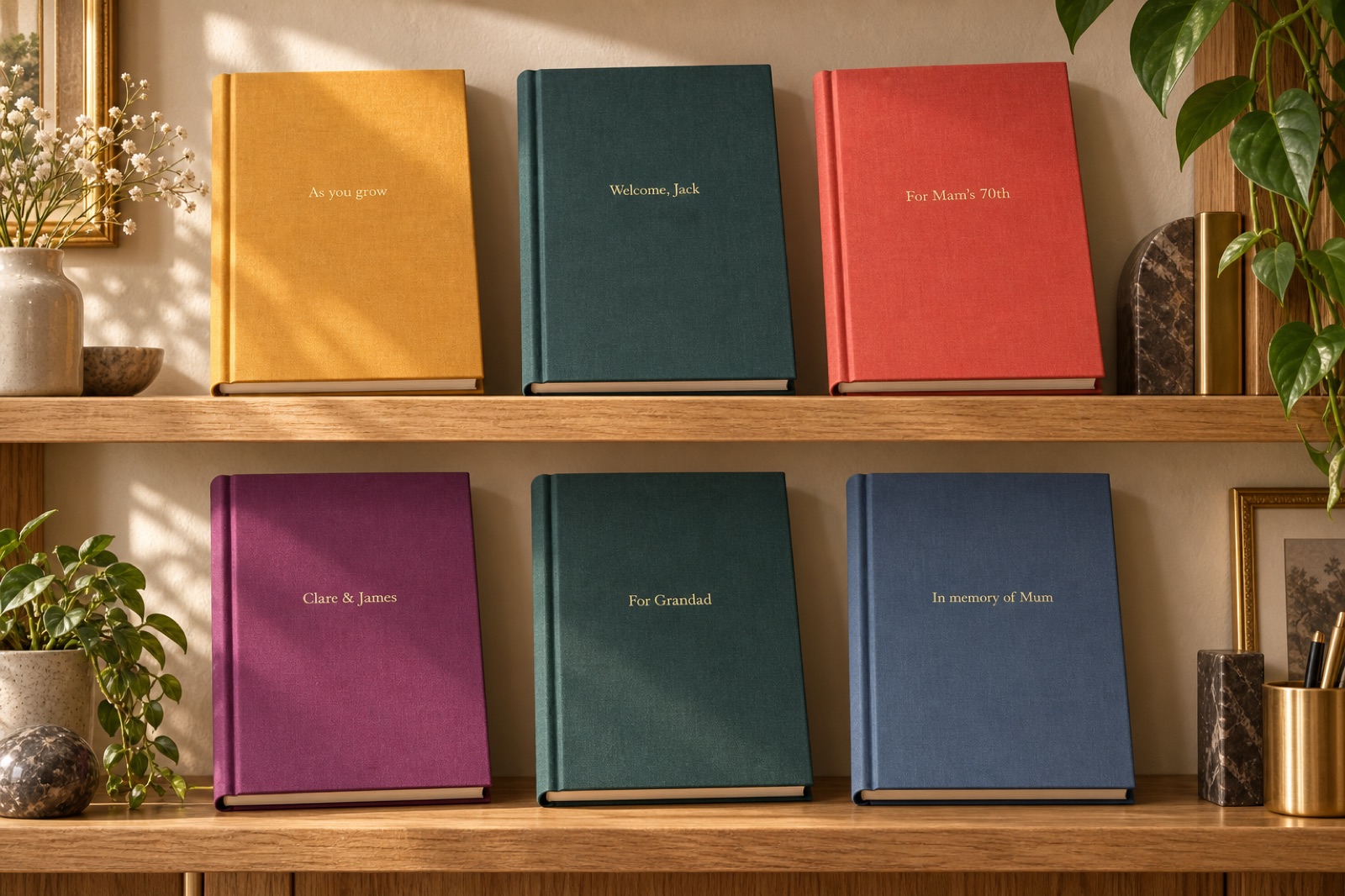 Six Chorus books on two shelves