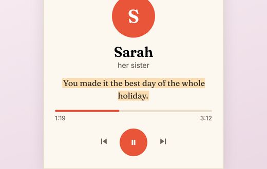 The listening link plays one voice at a time on a phone